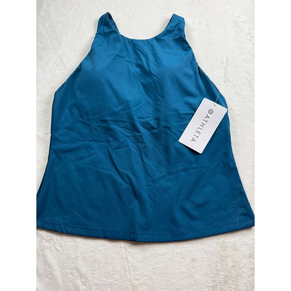 Athleta Other - Athleta Marina Tankini Swim Top Teal Blue High Neck Recycled UPF 40+ Large NEW